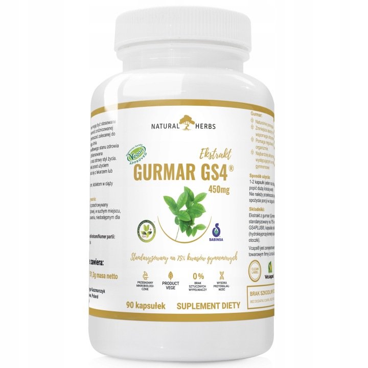 Gurmar-GS4-75-kwasow-gymnemowych-Apetyt-Cukier-90 Gurmar GS4 75% kwasów gymnemowych Apetyt Cukier 90