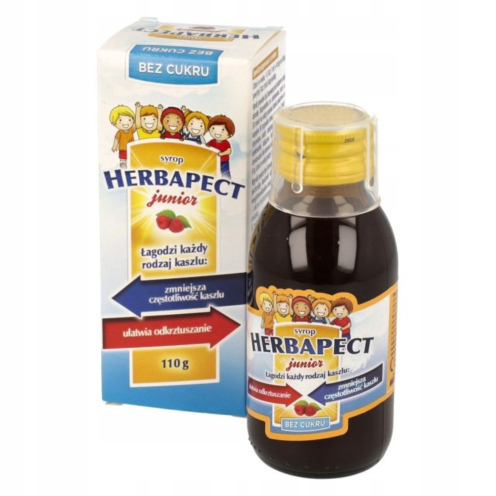 HERBAPECT-Junior-syrop-na-kaszel-smak-malinowy-bez-cukru-110-g HERBAPECT Junior syrop na kaszel smak malinowy bez cukru 110 g