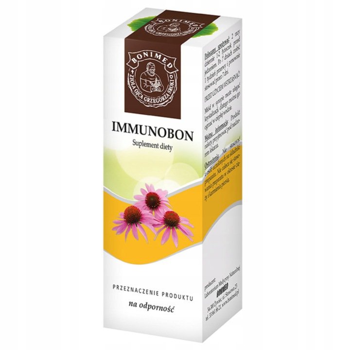 Immunobon-Syrop-MIOD-ZIELE-JEZOWKI-MELISA-wspomaga-odpornosc-100ml-Bonimed Immunobon Syrop MIÓD ZIELE JEŻÓWKI MELISA wspomaga odporność 100ml Bonimed