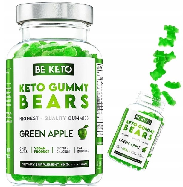 KETO GUMMY BEARS Żelki smak Zielone Jabłko 60sztuk BeKeto