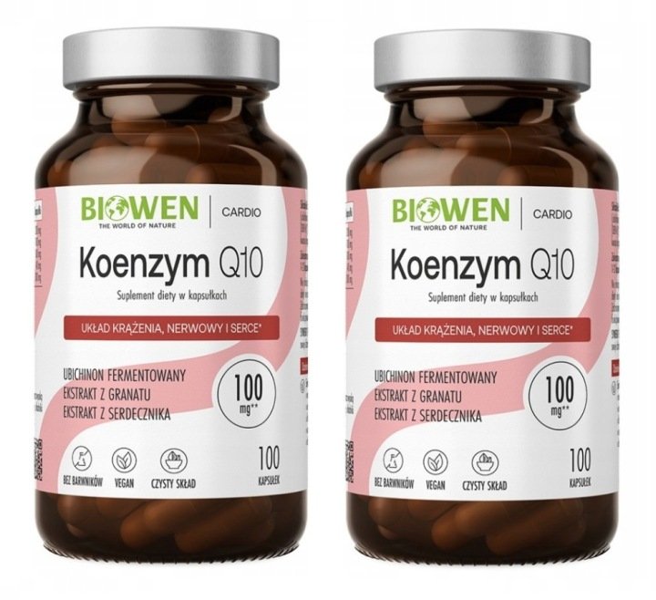 Koenzym Q10 100 mg 100 kaps Serdecznik Granat ZDROWE SERCE x2 BIOWEN ZESTAW