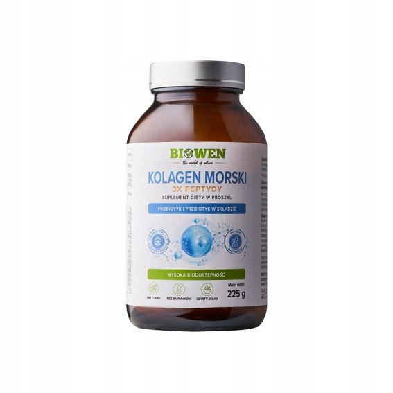 Kolagen morski typu I i III z dzikiego dorsza Biowen proszek 225 g