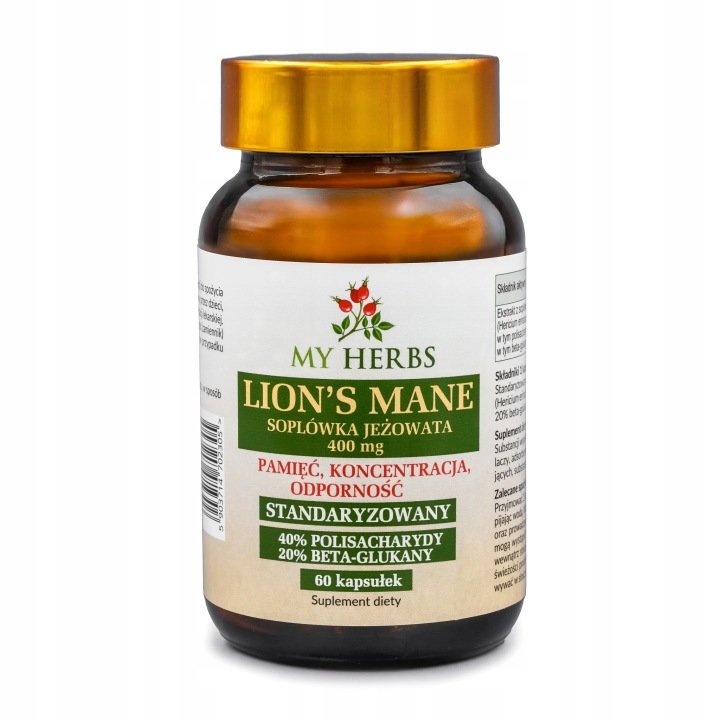 LION’S MANE SOPLÓWKA JEŻOWATA 400mg STANDARYZOWANA 40/20 60 kapsułek