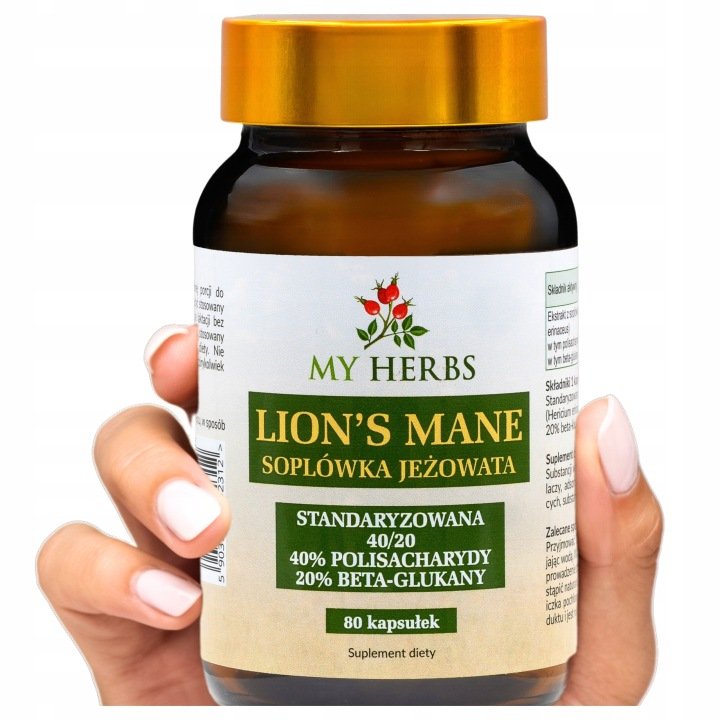 LION’S MANE SOPLÓWKA JEŻOWATA 400mg STANDARYZOWANA 40/20 80 kapsułek