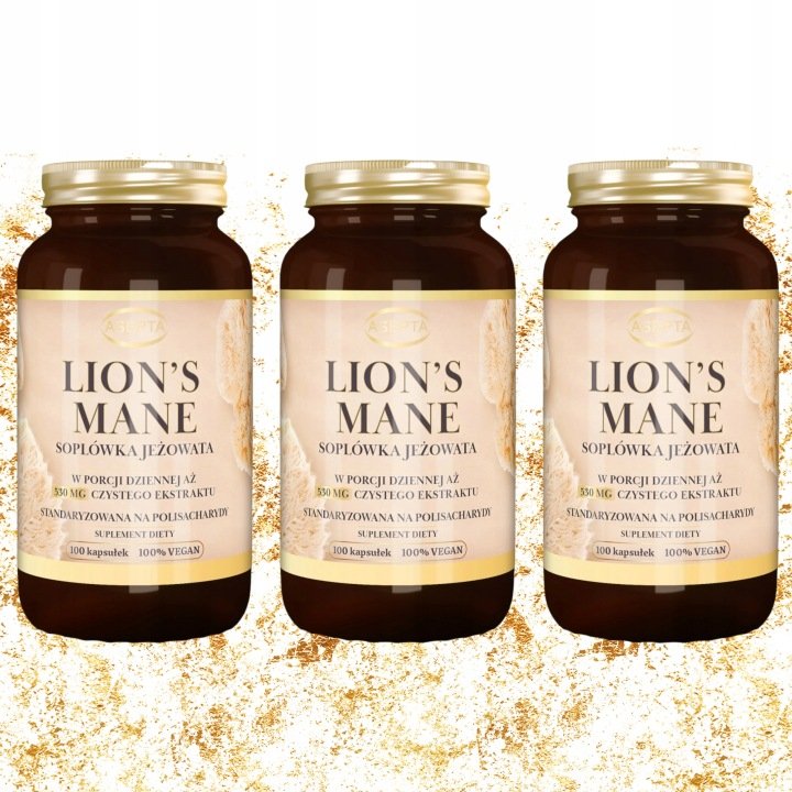 Lion's Mane Soplówka Jeżowata 530 mg Wspiera Układ Nerwowy Asepta 100 kaps