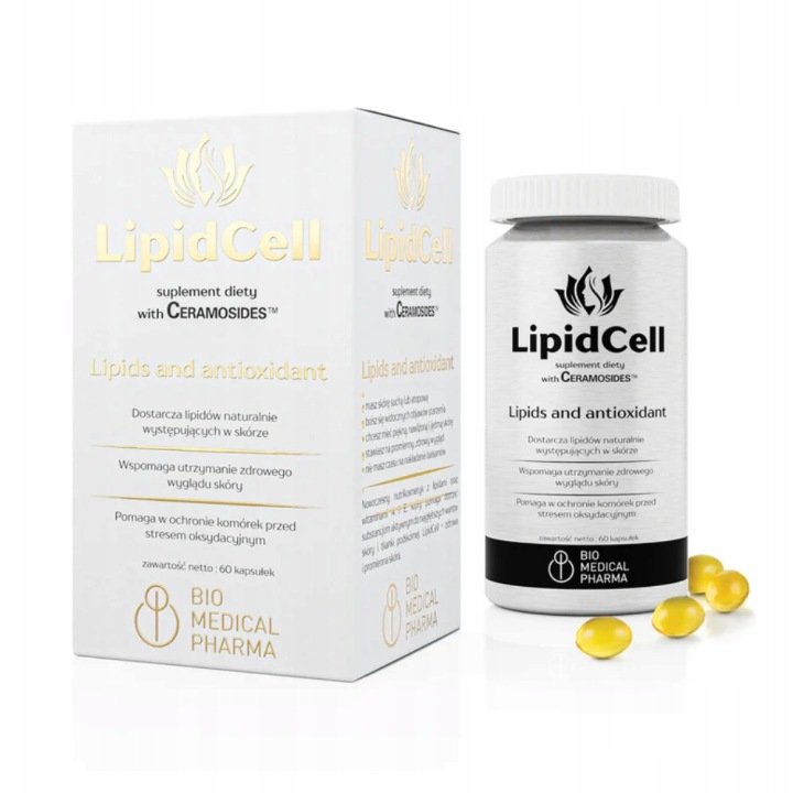 LipidCell Pomoc dla Suchej Skóry | Ceramidy Skwalen Witamina A i E 60 kaps.
