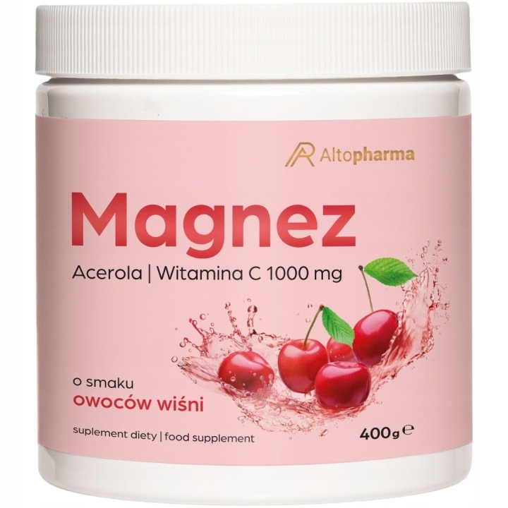 MAGNEZ w proszku Wiśniowy ACEROLA WITAMINA C Zmęczenie Cytrynian 400 g