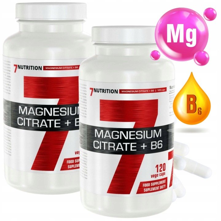 Magnez Cytrynian Magnesium Citrate Witamina B6 Zmęczenie Skurcze Stres 120
