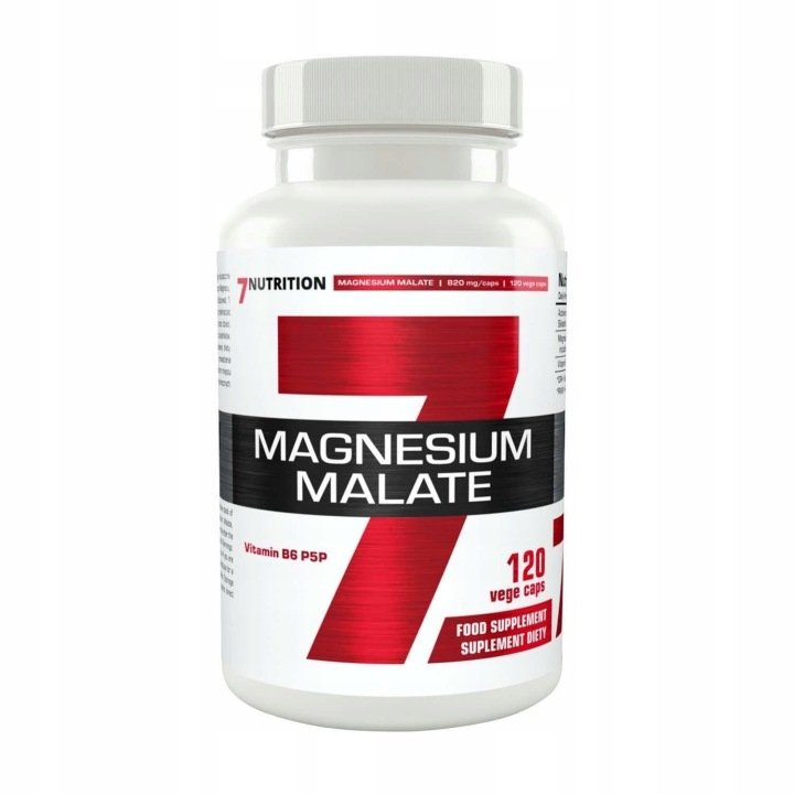 Magnez Jabłczan 7NUTRITION 820mg B6 P5P 120 Kapsułek Energia Mięśnie