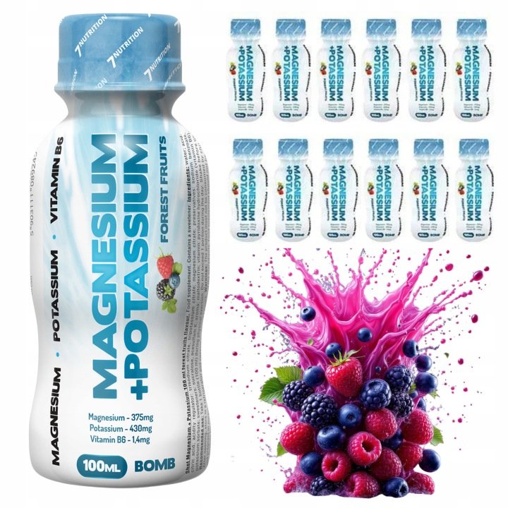 Magnez Potas Shot 12x 100 ml w płynie Elektrolity Magnesium 7Nutrition