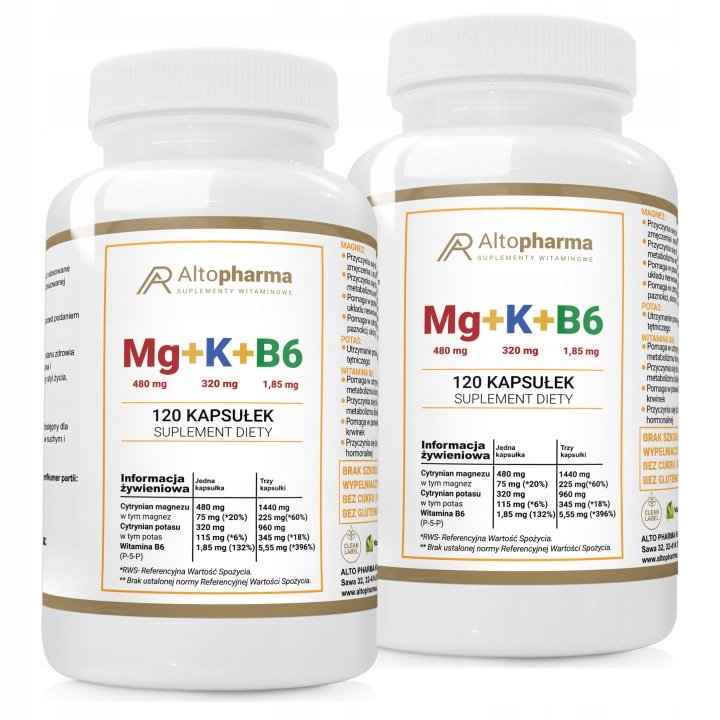 Magnez Potas Witamina B6 CYTRYNIAN SERCE ZDROWIE Mg + K + B6 240 kap