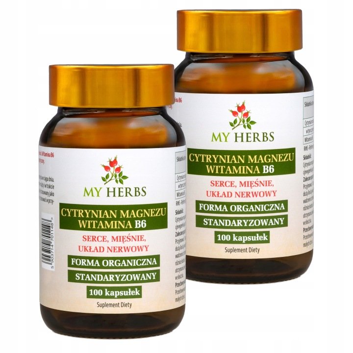 Magnez cytrynian witamina b6 100szt 33 dni nerwy serce magb6 moc - 2 szt.