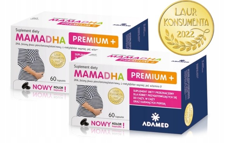 MamaDHA-Premium-Suplementy-Witaminy-dla-kobiet-w-ciazy-60-kaps MamaDHA Premium+ Suplementy Witaminy dla kobiet w ciąży 60 kaps.