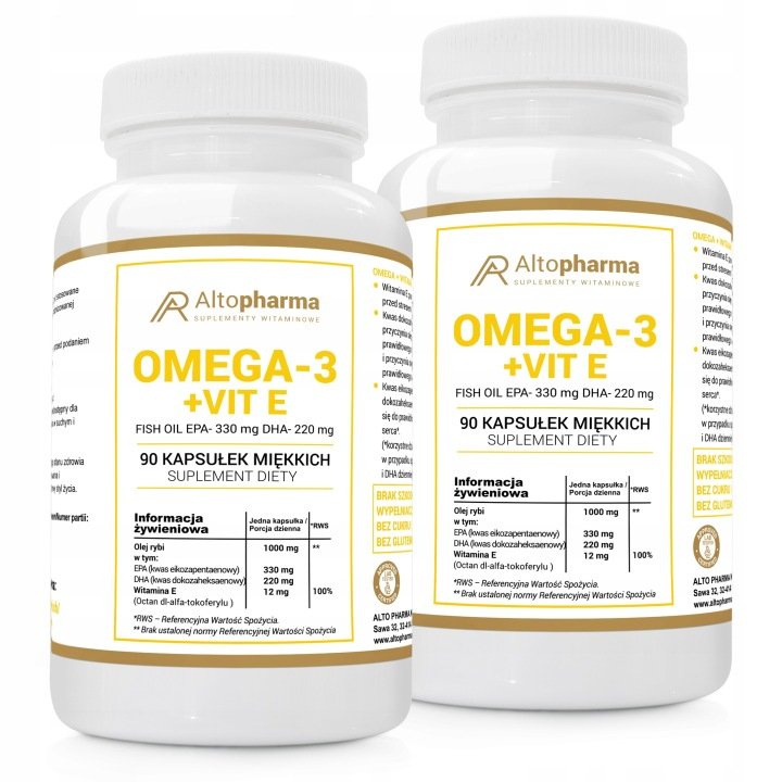 OMEGA 3 Forte 1000 mg + WIT E Olej Rybi 330 EPA 220 DHA KWASY Fish 180 kap