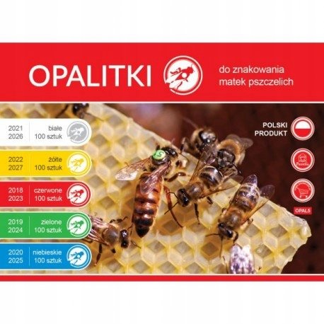 OPALITKI na 5 lat KOMPLET do znakowania pszczoły OPALITKI do ZNAKOWANIA