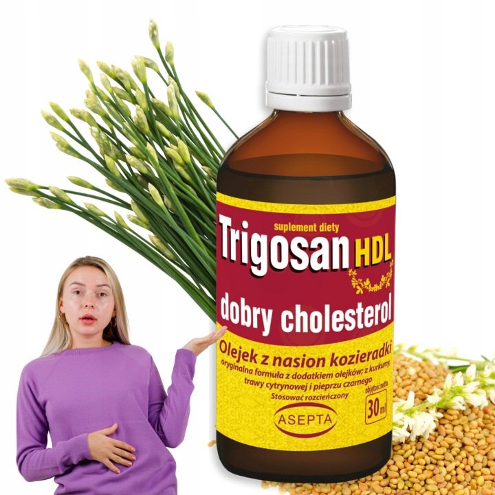 Olejek na Cholesterol z Nasion Kozieradki Kurkumy Trigosan HDL 30 ml ASEPTA
