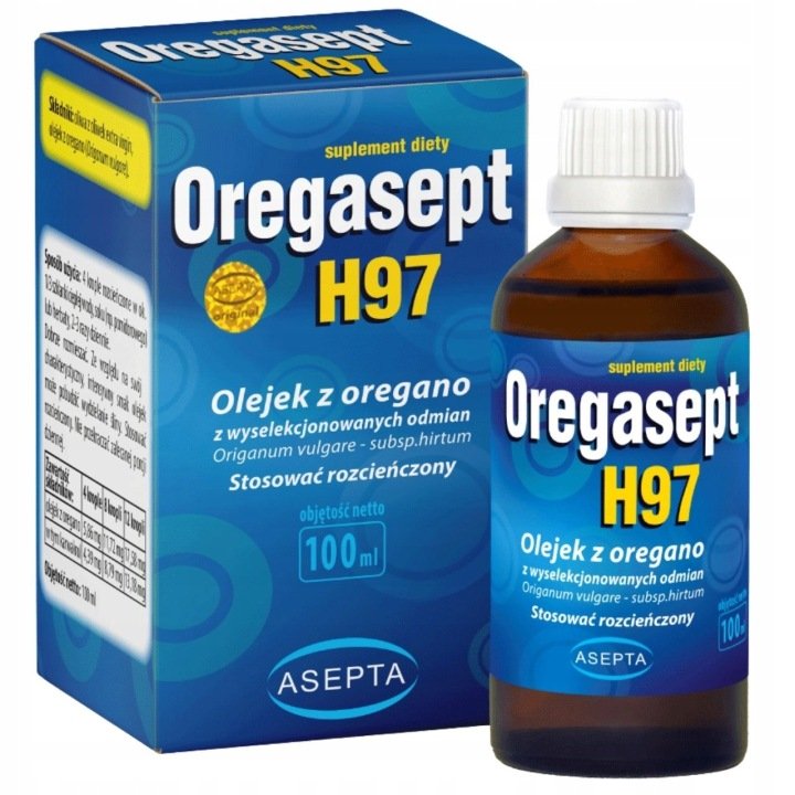 Olejek z Oregano Asepta Oregasept H97 Karwakrol Wspiera Trawienie 100 ml