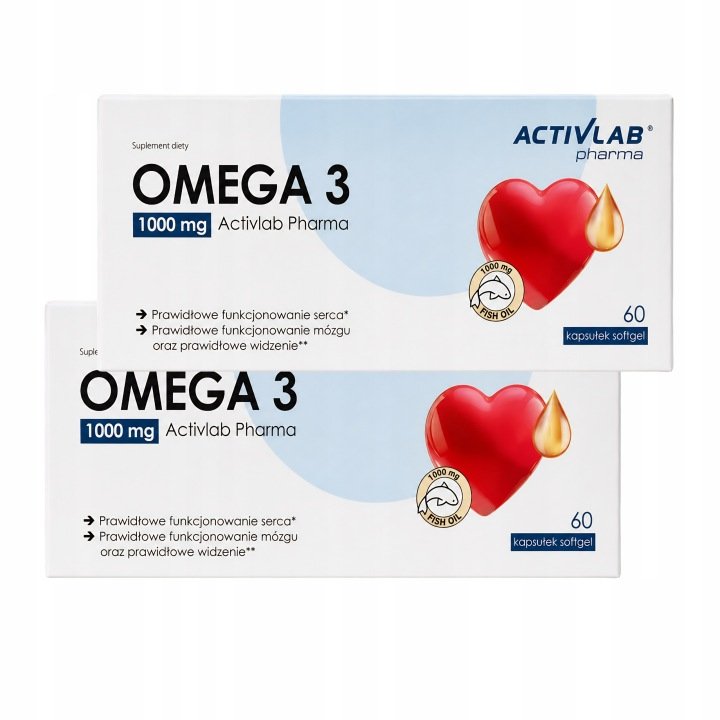 Omega 3 kwasy omega-3 1000mg 60 sztuk suplement Activlab x 2 opakowania