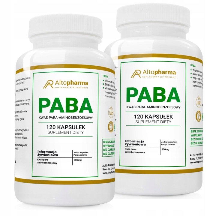 PABA-Witamina-B10-500-mg-Skora-Wlosy-Paznokcie-WIECZNA-MLODOSC-Vege-240-kap PABA Witamina B10 500 mg Skóra Włosy Paznokcie WIECZNA MŁODOŚĆ Vege 240 kap
