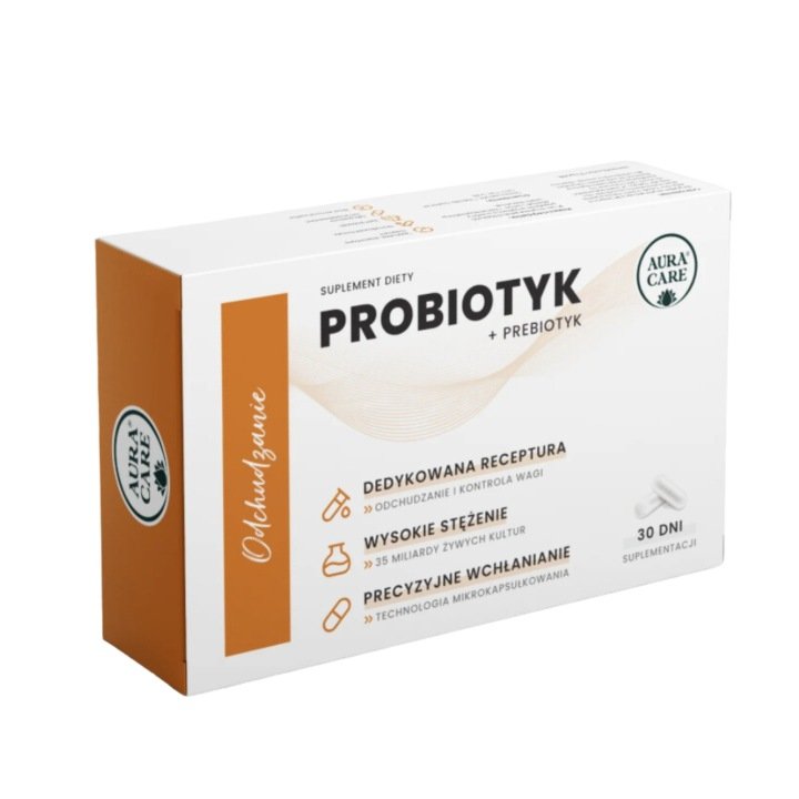 Probiotyk-prebiotyk-odchudzanie-30-kapsulek-Aura-Care Probiotyk prebiotyk odchudzanie 30 kapsułek Aura Care