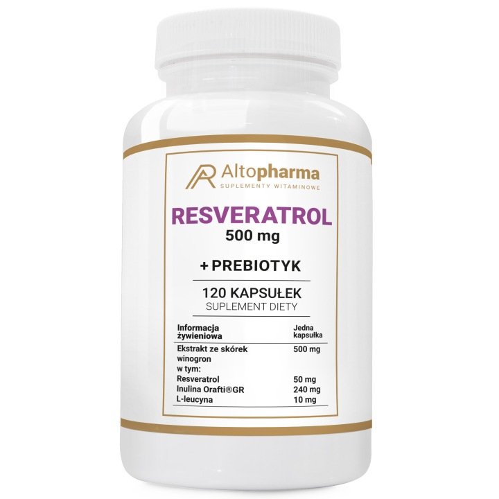 RESVERATROL Ekstrakt ze Skórek Winogron Układ Krążenia Ciśnienie 120 kap