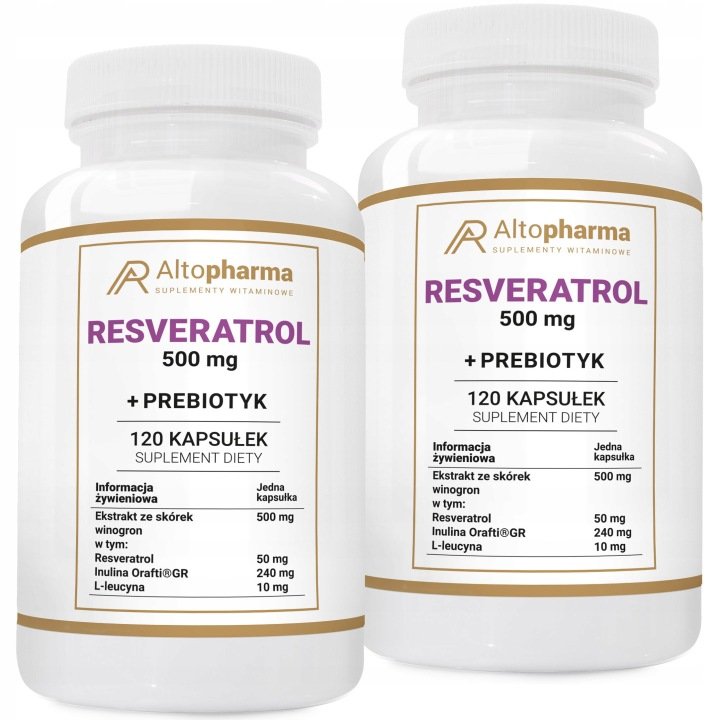 RESVERATROL Ekstrakt ze Skórek Winogron Układ Krążenia Ciśnienie 240 kap