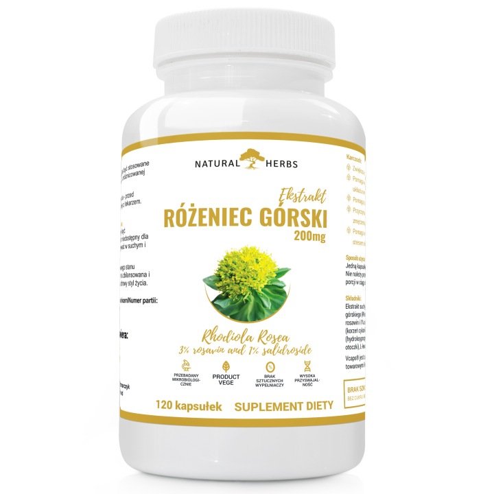 RÓŻENIEC GÓRSKI 200mg RHODIOLA+L-leucynaWEGE 120k