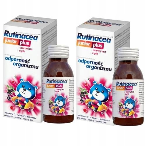 RUTINACEA JUNIOR PLUS 2x100 ml / WITAMINA C / CYNK / CZARNY BEZ / 08.2026r