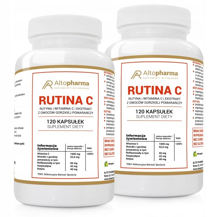 RUTYNA 1000 mg Witamina C Kolagen Odporność Naczynia Krwionośne 240 kap