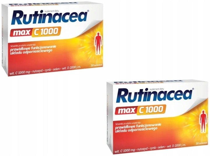 Rutinacea Max C1000 Rutozyd + Cynk + Selen + Wit. D 30 Tabletek