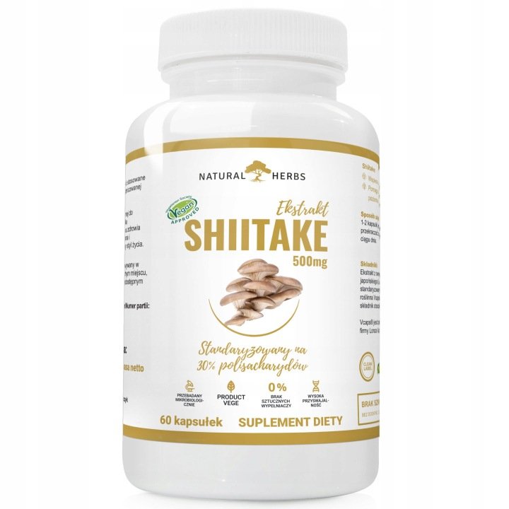 SHIITAKE 500mg Ekstrakt 30% ODPORNOŚĆ stres Wege