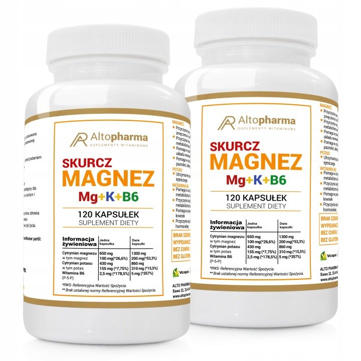SKURCZE Magnez + Potas + B6 Forte Stres Zmęczenie Ciśnienie Metabolizm 240k