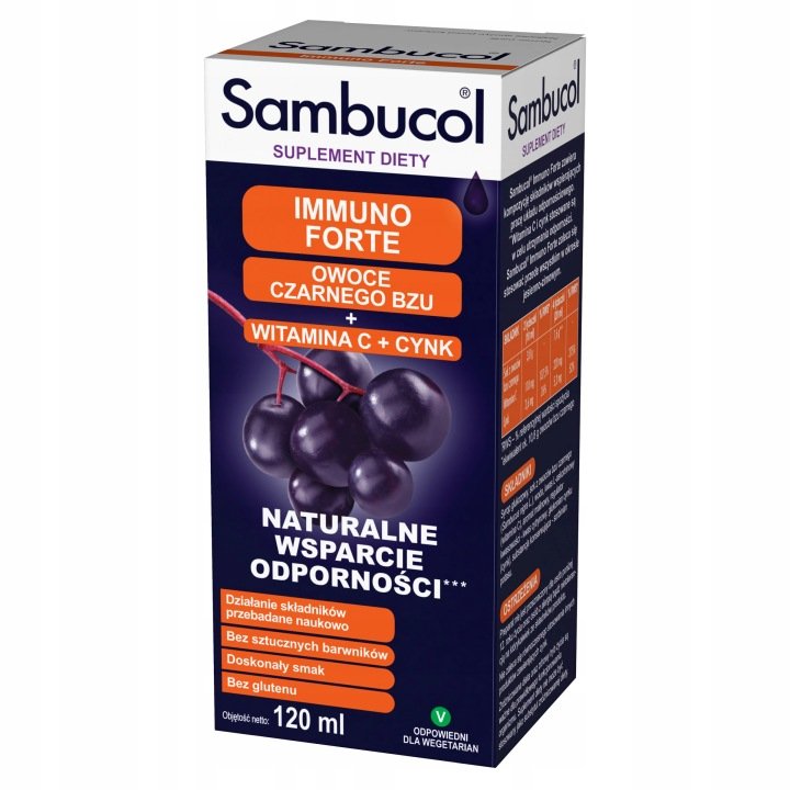 Sambucol Immuno Forte Czarny Bez Wit. C na odporność dla dzieci 120 ml
