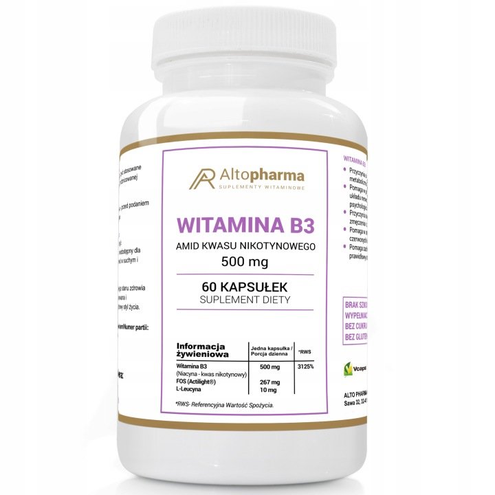 Suplement diety Alto Pharma Witamina B3 kwas nikotynowy kapsułki 60 szt.