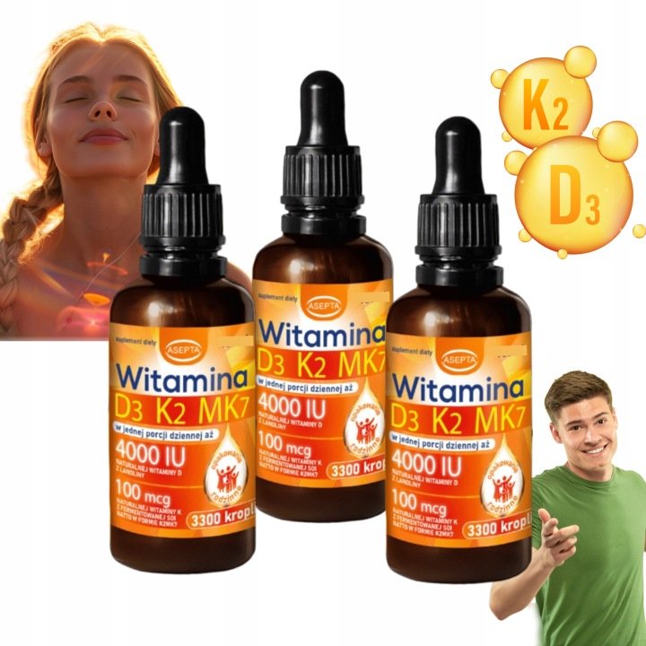 Surowa Nieprzetworzona Witamina D3K2MK7 NATTO z olejem kokosowym MCT 100ml