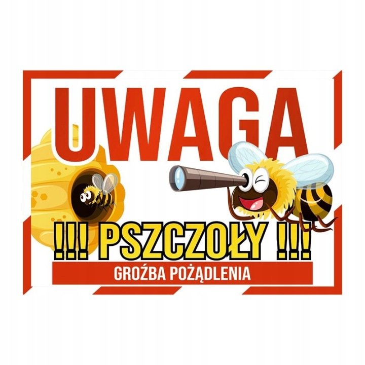 TABLICA OSTRZEGAWCZA do pasieki na pasiekę DUŻA 60 cm x 42 cm wzór TO03D