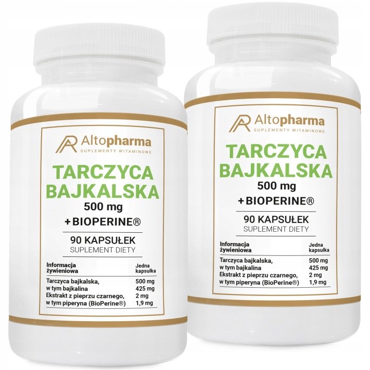 TARCZYCA BAJKALSKA 500 mg + BIOPERINE Bajkalina Spokój Serce Odporność 180k