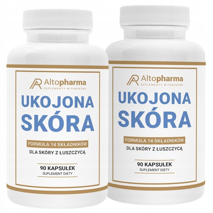 UKOJONA SKÓRA Łuszczyca Włosy Paznokcie Trądzik Cynk Biotyna 180 kapsułek