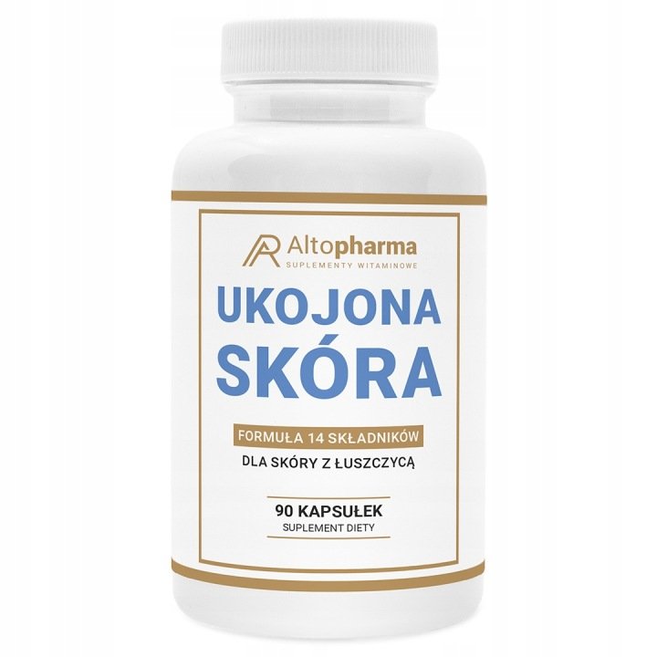 UKOJONA SKÓRA Łuszczyca Włosy Paznokcie Trądzik Cynk Biotyna 90 kapsułek