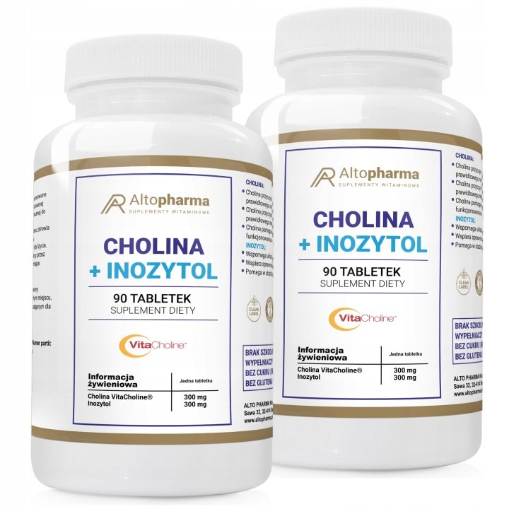 VitaCholine 300mg + Inozytol 300mg CHOLINA WZMOCNIJ PAMIĘĆ WĄTROBA 180 tab