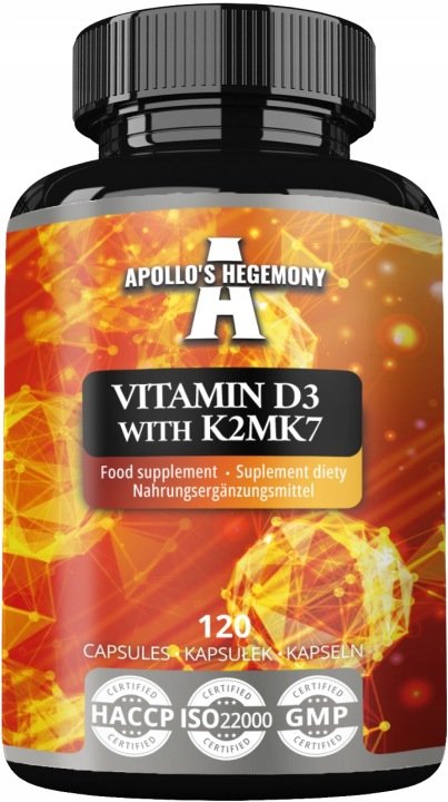 Vitamin D3 & K2 MK7 120 kapsułek - witamina D3 4000 IU, zdrowe kości i zęby