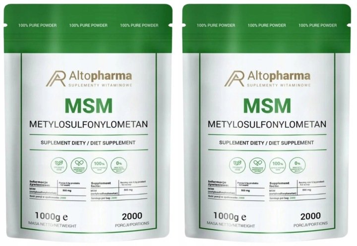 Zestaw 2x AltoPharma MSM 1 kg STAWY KOŚCI MIĘŚNIE SIARKA ORGANICZNA 500 mg