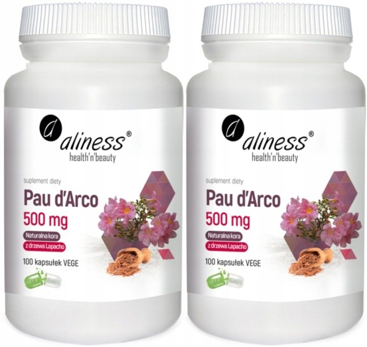 Zestaw 2x - Pau d'Arco 500mg 100 vege caps Grzybica Łuszczyca Opryszczka