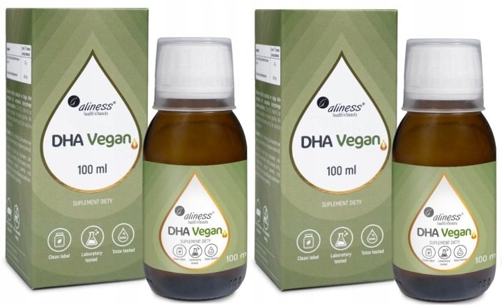Zestaw 2x - Vegan Omega 3 DHA, 100 ml, Aliness