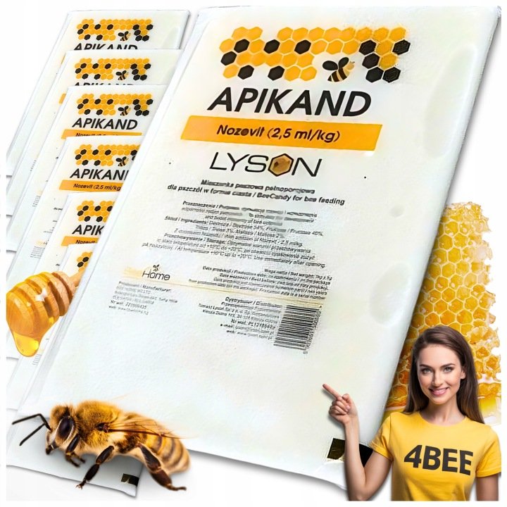 Zestaw Apikand ciasto z Nozevitem dla pszczół pokarm 2,5ml na kg 20 x 1 kg